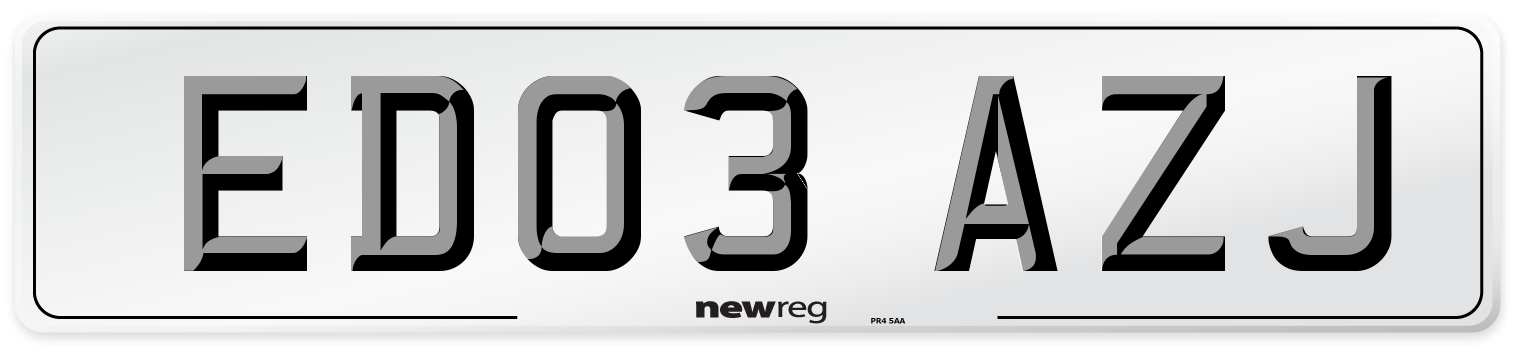 ED03 AZJ Number Plate from New Reg